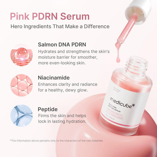 Medicube PDRN Pink Peptide Ampoule 30ml - Siero Anti-Età con 1% PDRN e Complesso Peptidi