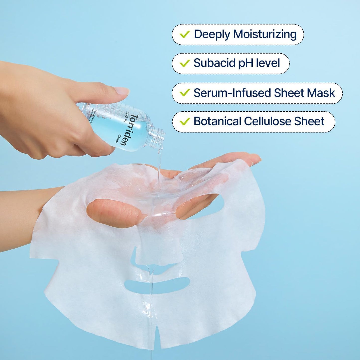Torriden Dive-In Low Molecule Hyaluronic Acid Mask 10pcs - Maschera Viso Idratante e Rimpolpante