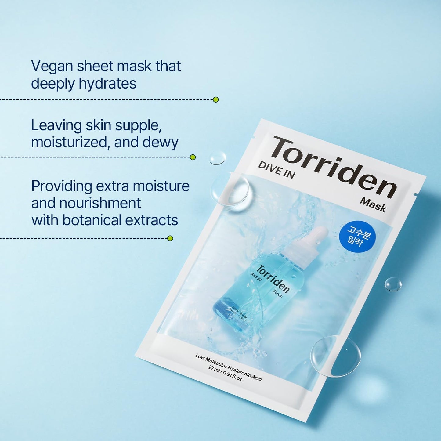Torriden Dive-In Low Molecule Hyaluronic Acid Mask 10pcs - Maschera Viso Idratante e Rimpolpante