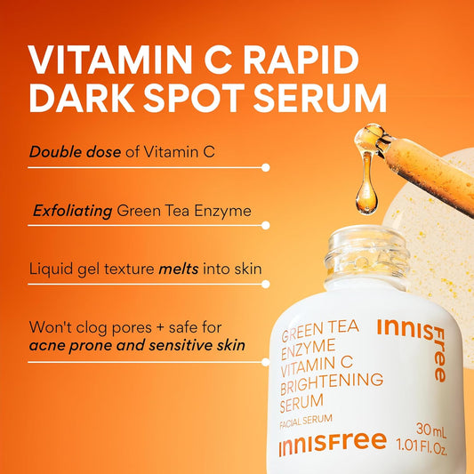 Innisfree Vitamin C Green Tea Enzyme Brightening Serum 30ml - Siero Illuminante Anti-Macchie