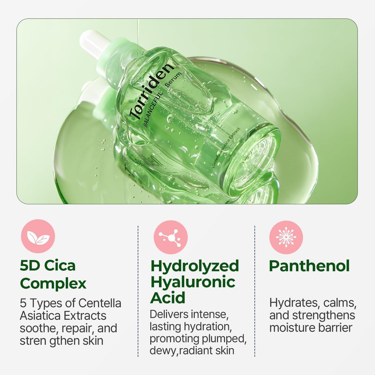 Torriden Balanceful Cica Serum 50ml - Siero Lenitivo per Pelle Sensibile, Mista e Impura